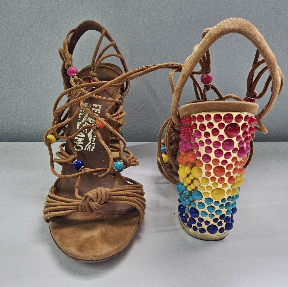 Salvatore Ferragamo Rainbow Gladiator Sandals 7